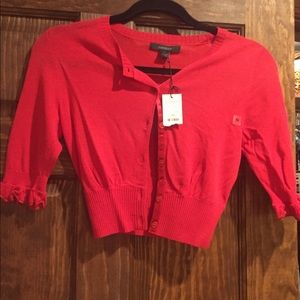 Express red cropped cardigan